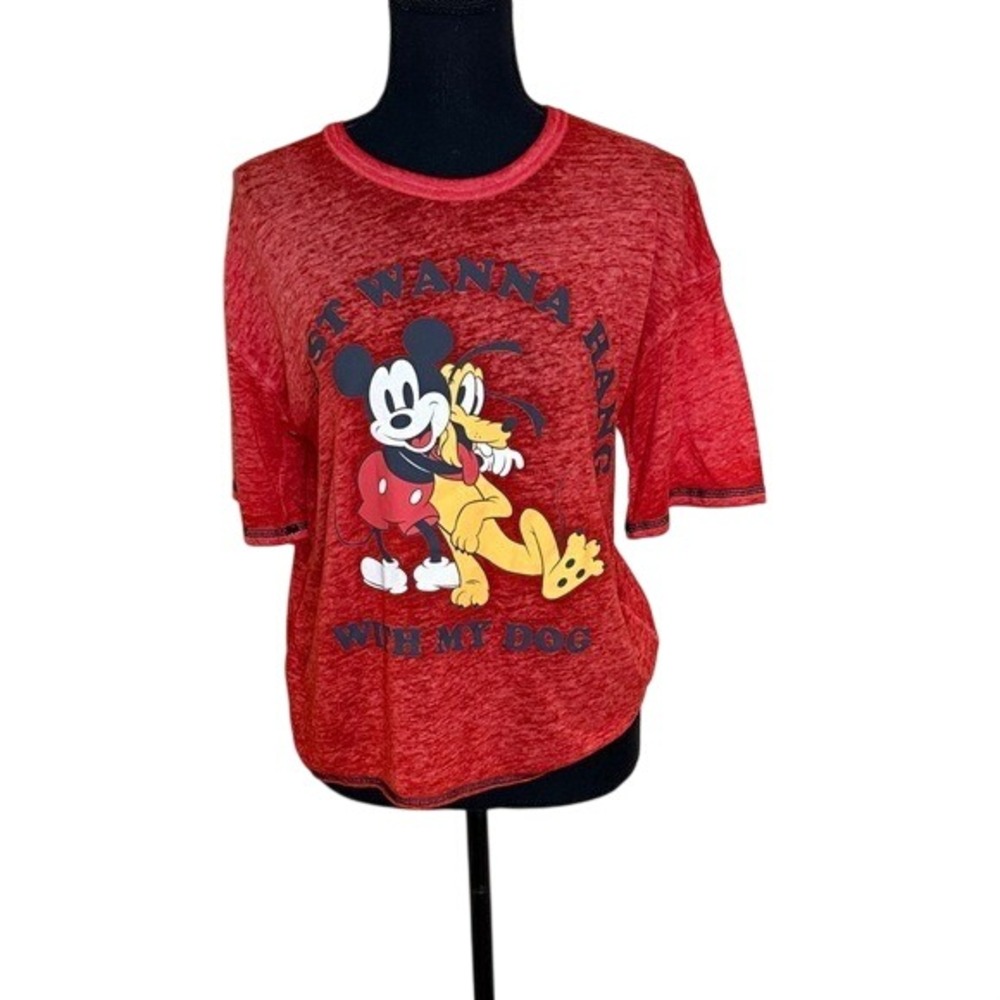 Disney Mickey Mouse Pluto Red Graphic T Shirt Sleepwear Size M‎ 8 10